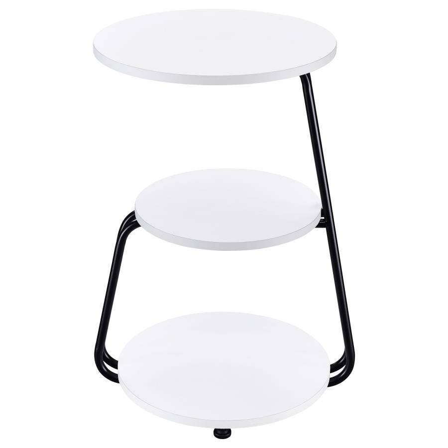 Hilly - 3 - Tier Round Accent Side Table - White And Black Side Tables by Coaster Fine Furniture - Walls Furniture & Mattress