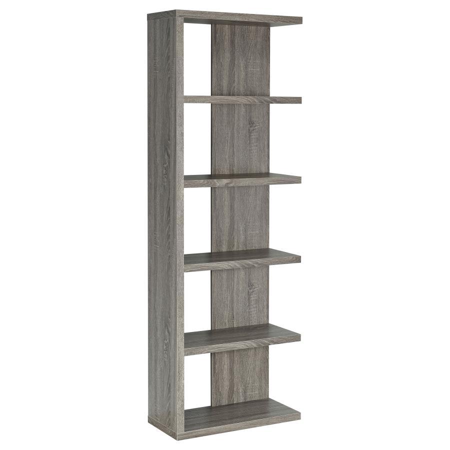 Harrison - 5 - Shelf Bookshelf - Weathered Gray Standard Bookcases by CoasterEveryday - Walls Furniture & Mattress