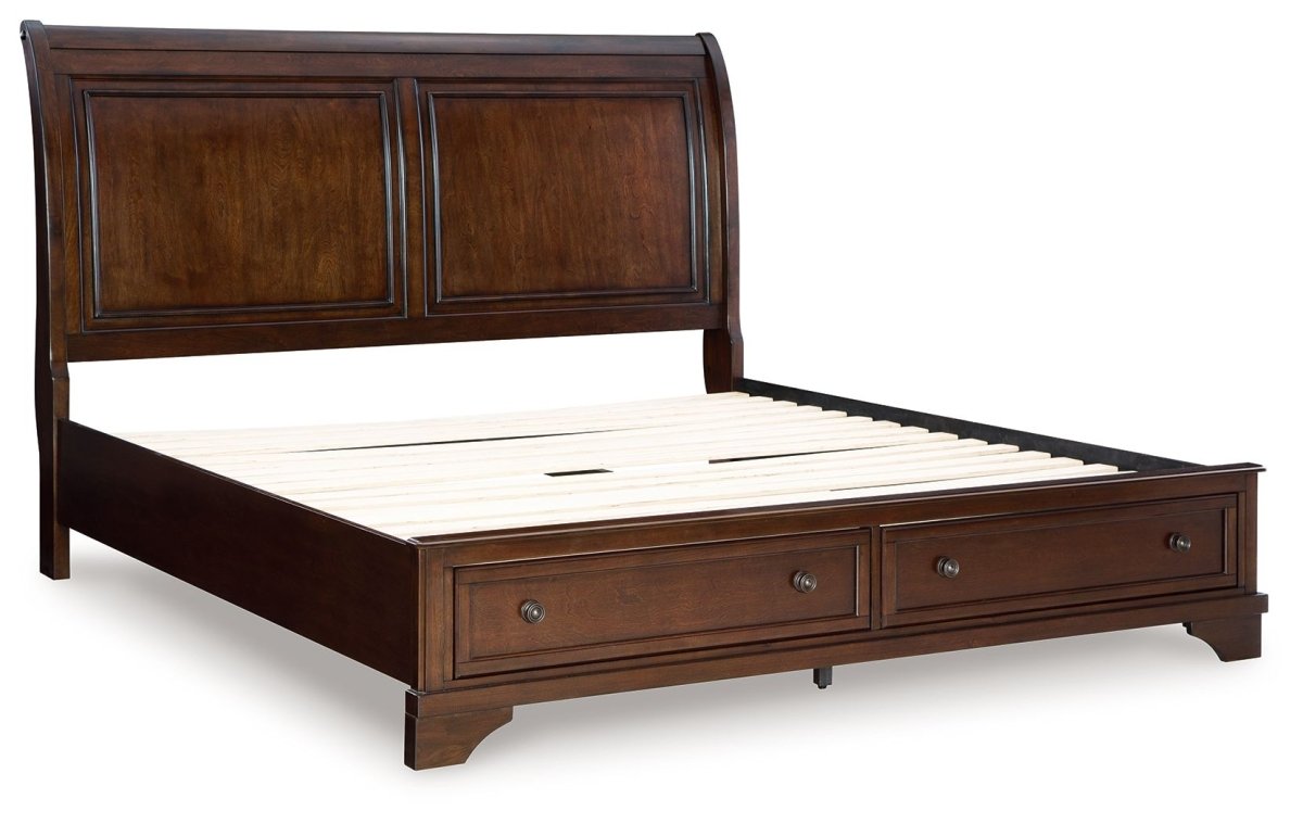 Trellington - King Sleigh Storage Bed - Brown Storage Beds by Signature Design by Ashley® - Walls Furniture & Mattress