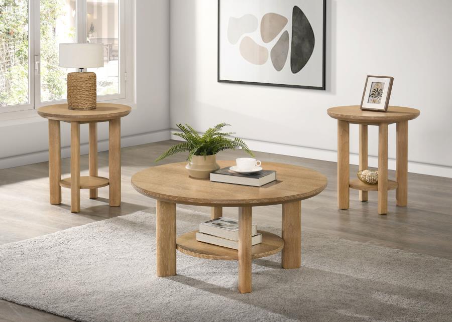Ottowa - Round Wood Coffee Table Set Table Sets by Coaster Fine Furniture - Walls Furniture & Mattress