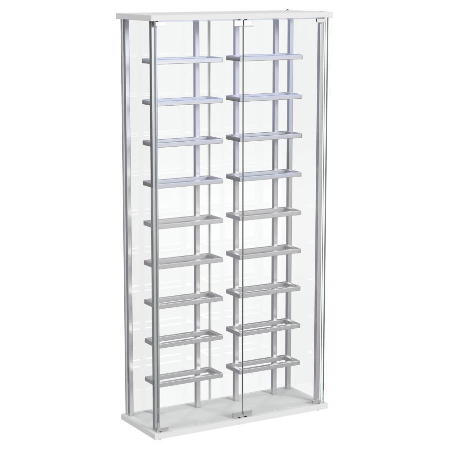Montara - Tempered Glass Wine Storage LED Curio Cabinet - Chrome Curio Cabinets by Coaster Fine Furniture - Walls Furniture & Mattress
