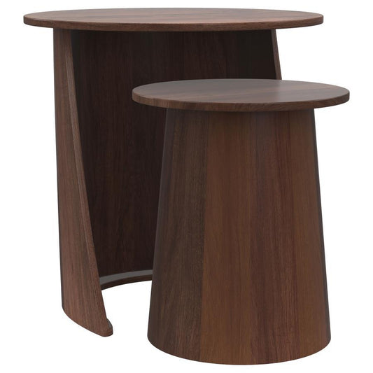 Yency - 2 Piece Round - Mango Wood Nesting Table Set - Dark Brown Nesting Tables by Coaster Fine Furniture - Walls Furniture & Mattress