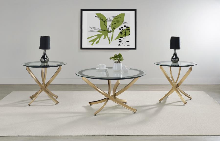 Brooke - Round Coffee Table Set Table Sets by Coaster Fine Furniture - Walls Furniture & Mattress
