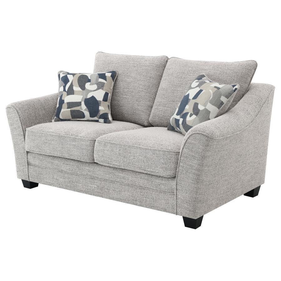 Tomkins - Boucle Upholstered Loveseat - Light Gray Stationary Loveseats by Coaster Fine Furniture - Walls Furniture & Mattress