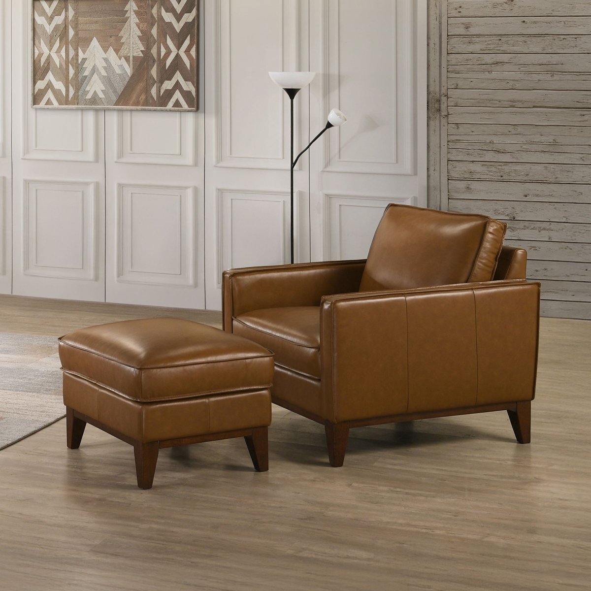 Caspar - Chair & Ottoman - Caramel Stationary Chair & Ottoman by New Classic - Walls Furniture & Mattress