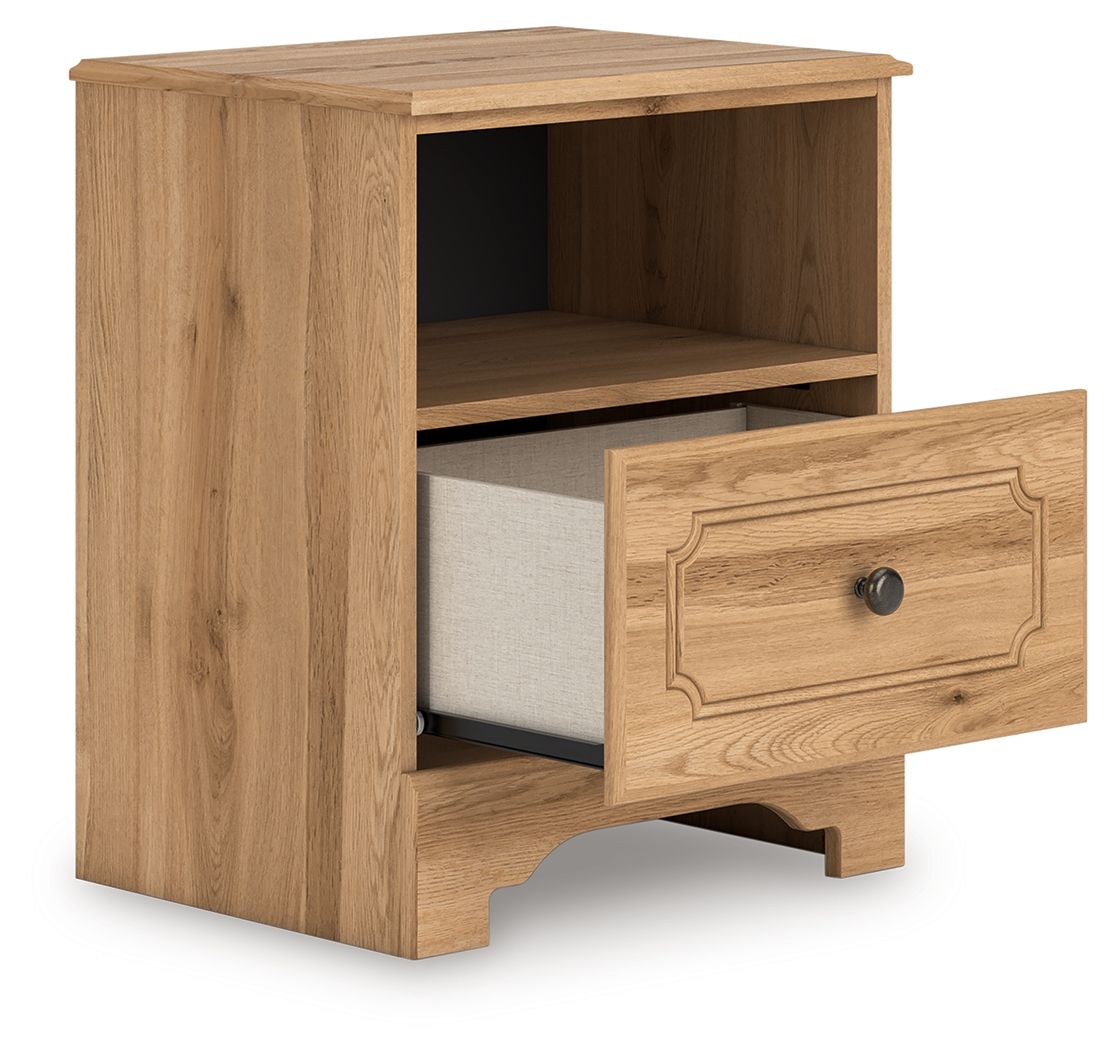 Aleaport - Warm Brown - One Drawer Night Stand Nightstands w/ Charging Stations by Signature Design by Ashley® - Walls Furniture & Mattress