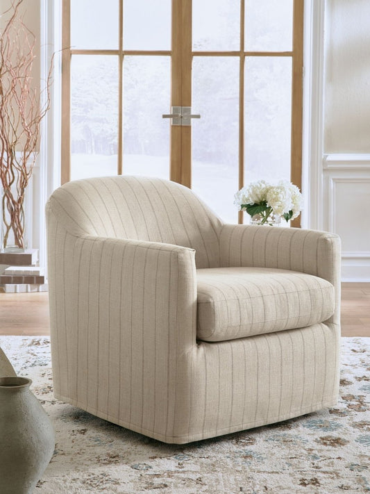 Valwick - Swivel Accent Chair - Cream / Brown Swivel Chairs by Signature Design by Ashley® - Walls Furniture & Mattress