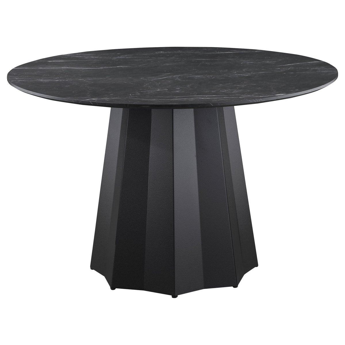 Camden - Round Faux Marble Top Dining Table - Black Dining Tables by Coaster Fine Furniture - Walls Furniture & Mattress