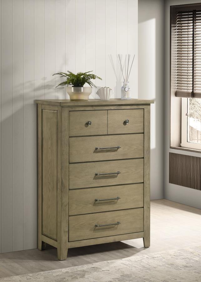 Hazlewood - 5 - Drawer Bedroom Chest Of Drawers - Vineyard Oak Accent Chests by Coaster Fine Furniture - Walls Furniture & Mattress