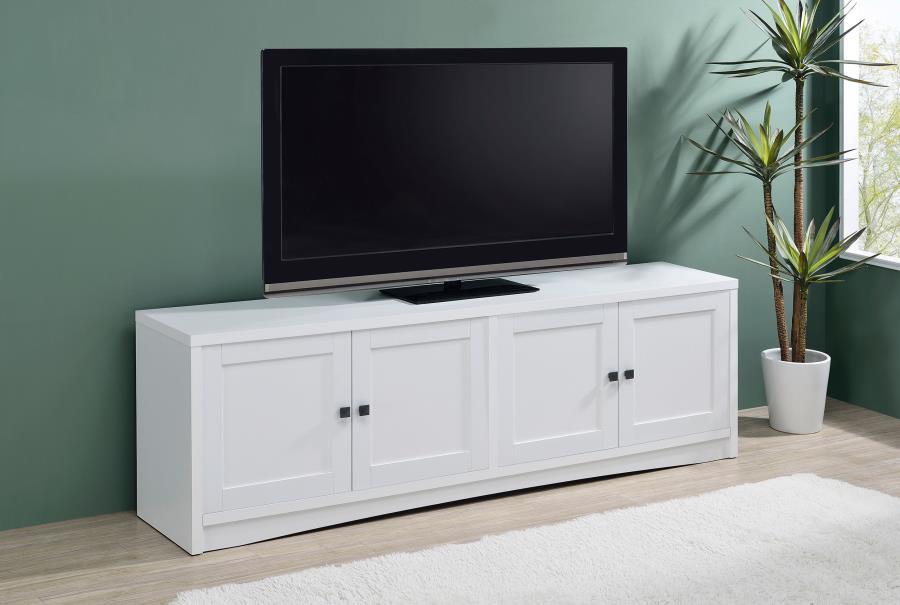 Laughlin - 4 Door Engineered Wood TV Stand - White TV Stands by CoasterEveryday - Walls Furniture & Mattress