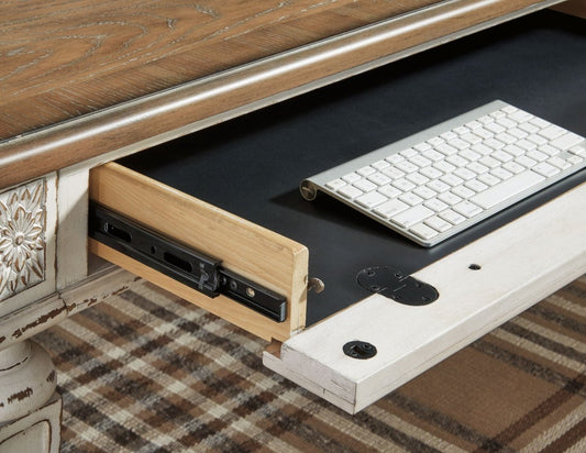 Realyn - Home Office L Shaped Desk - White / Brown Computer Desks by Signature Design by Ashley® - Walls Furniture & Mattress
