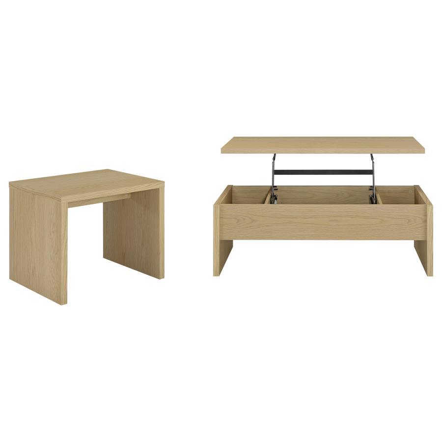 Canoga - Lift Top Cocktail Coffee Table Set - Light Oak Table Sets by Coaster Fine Furniture - Walls Furniture & Mattress