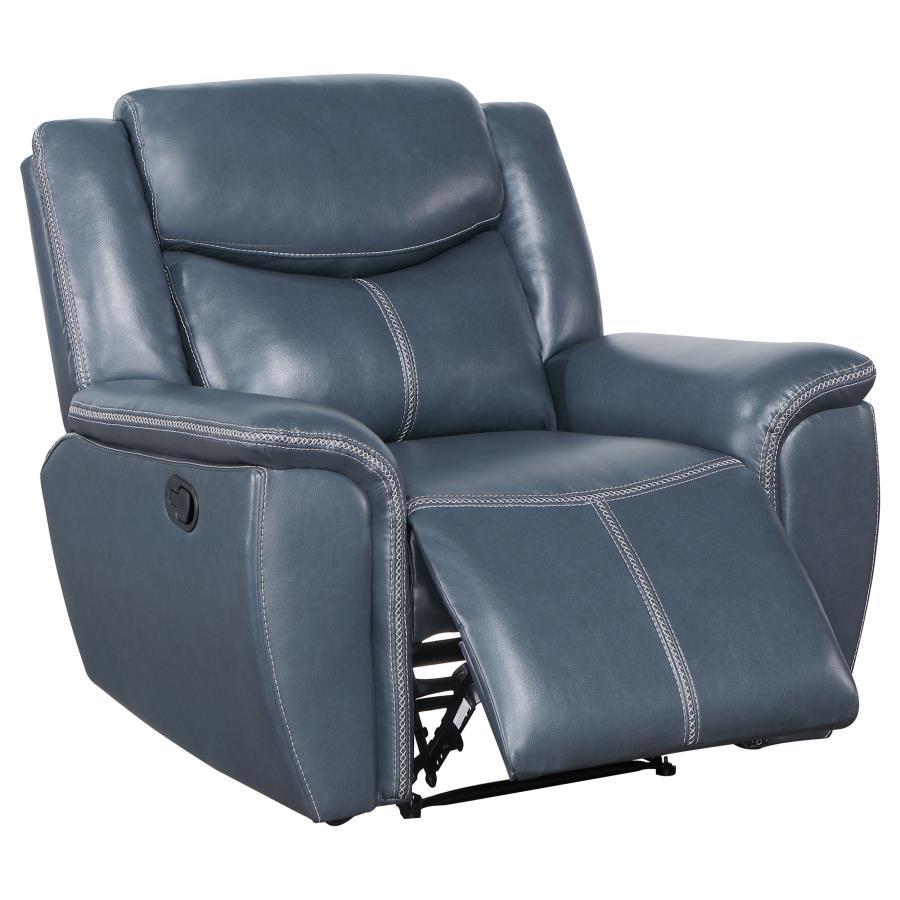 Sloane - Upholstered Padded Arm Recliner Chair - Blue Reclining Chairs by Coaster Fine Furniture - Walls Furniture & Mattress