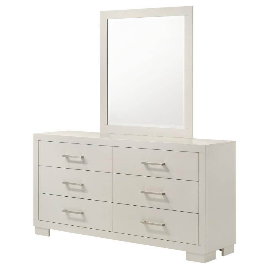 Jessica - 6 - Drawer Dresser With Mirror Dresser & Mirror by CoasterEssence - Walls Furniture & Mattress