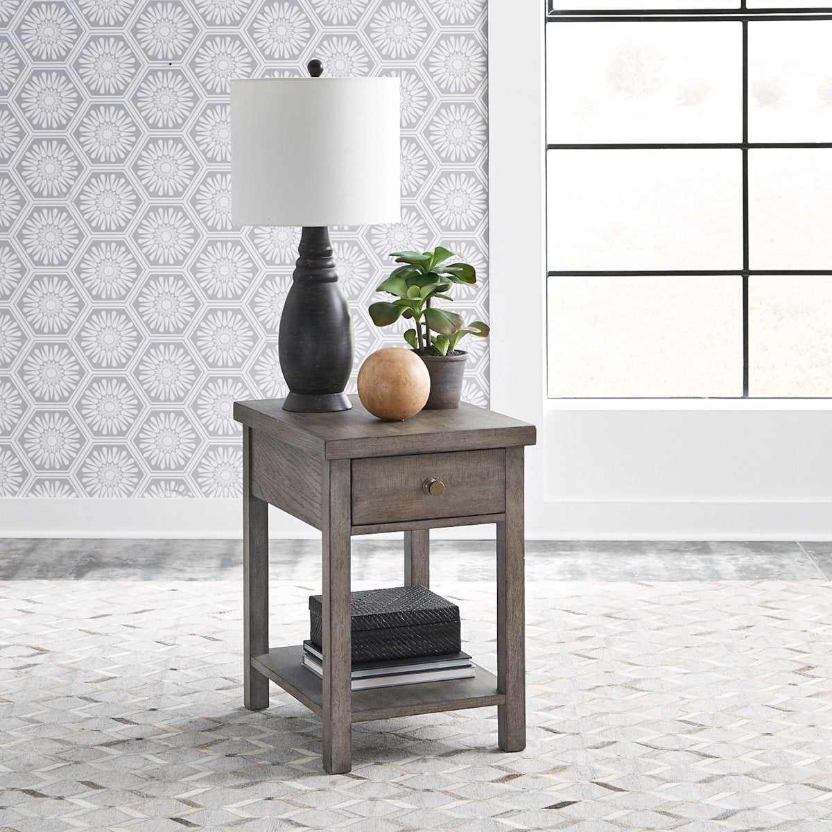 Modern Farmhouse - Drawer Chair Side Table Chair Side Tables by Liberty Furniture - Walls Furniture & Mattress