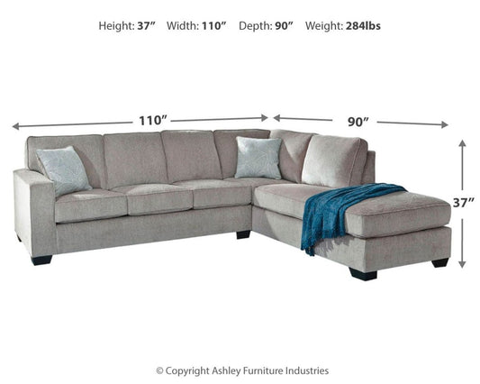 Altari - Right Arm Facing Corner Chaise With Sleeper 2 Pc Sectional - Alloy Sleeper Sectionals by Signature Design by Ashley® - Walls Furniture & Mattress
