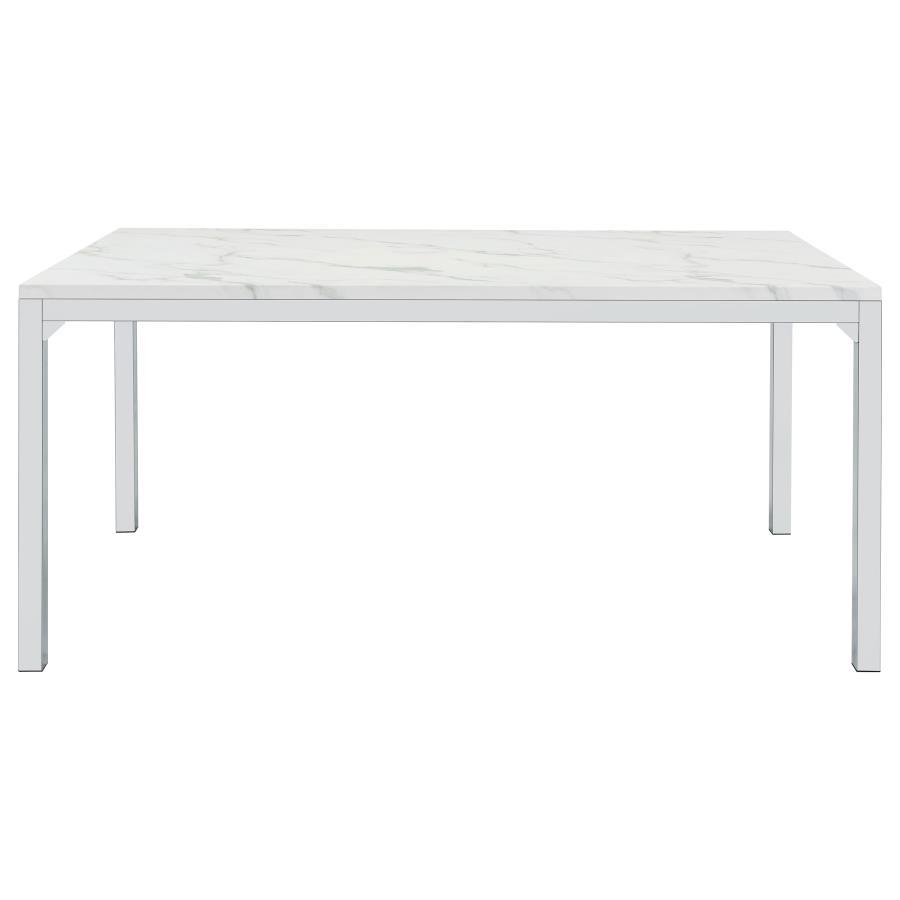 Athena - Rectangular Faux Marble Dining Table - Chrome Dining Tables by CoasterEveryday - Walls Furniture & Mattress