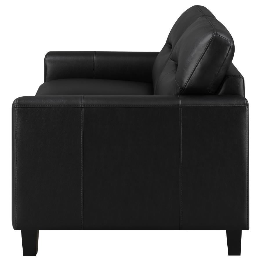 Scotland - Faux Leather Upholstered Track Arm Loveseat Stationary Loveseats by Coaster Fine Furniture - Walls Furniture & Mattress