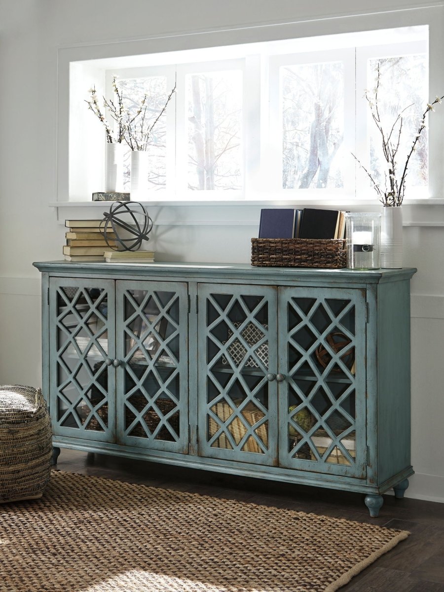 Mirimyn - Accent Cabinet - Vintage Finish - Antique Teal Accent Cabinets by Signature Design by Ashley® - Walls Furniture & Mattress