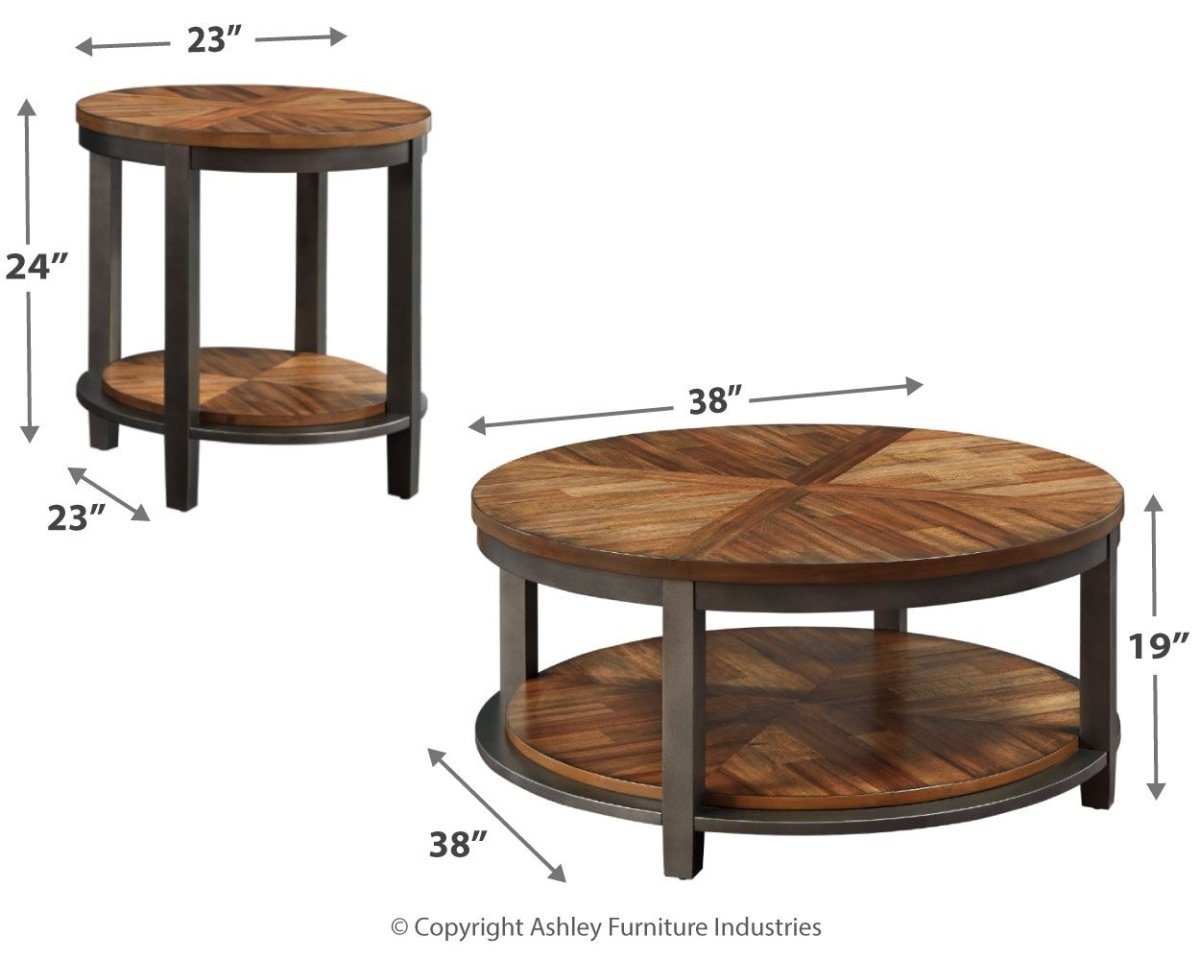 Roybeck - Occasional Table Set (Set of 3) - Light Brown / Bronze Table Sets by Signature Design by Ashley® - Walls Furniture & Mattress