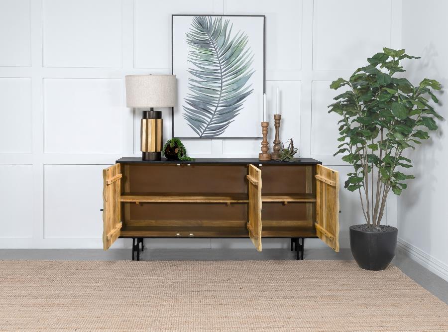 Aminah - 3 Door Wood Accent Cabinet - Natural And Black Accent Cabinets by Coaster Fine Furniture - Walls Furniture & Mattress
