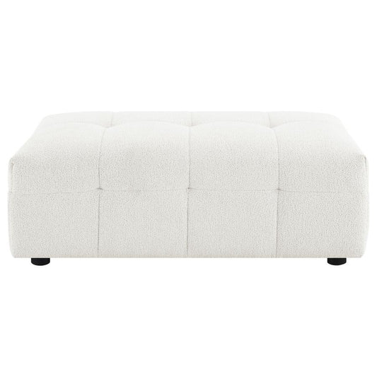 Everly - Boucle Upholstered Rectangular Ottoman - White Upholstered Ottomans by Coaster Fine Furniture - Walls Furniture & Mattress