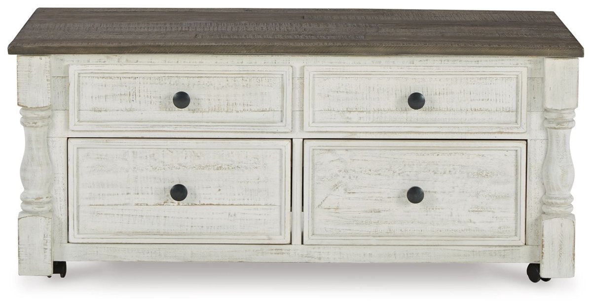 Havalance - Lift Top Cocktail Table with Storage Drawers - White / Gray Cocktail Tables by Signature Design by Ashley® - Walls Furniture & Mattress