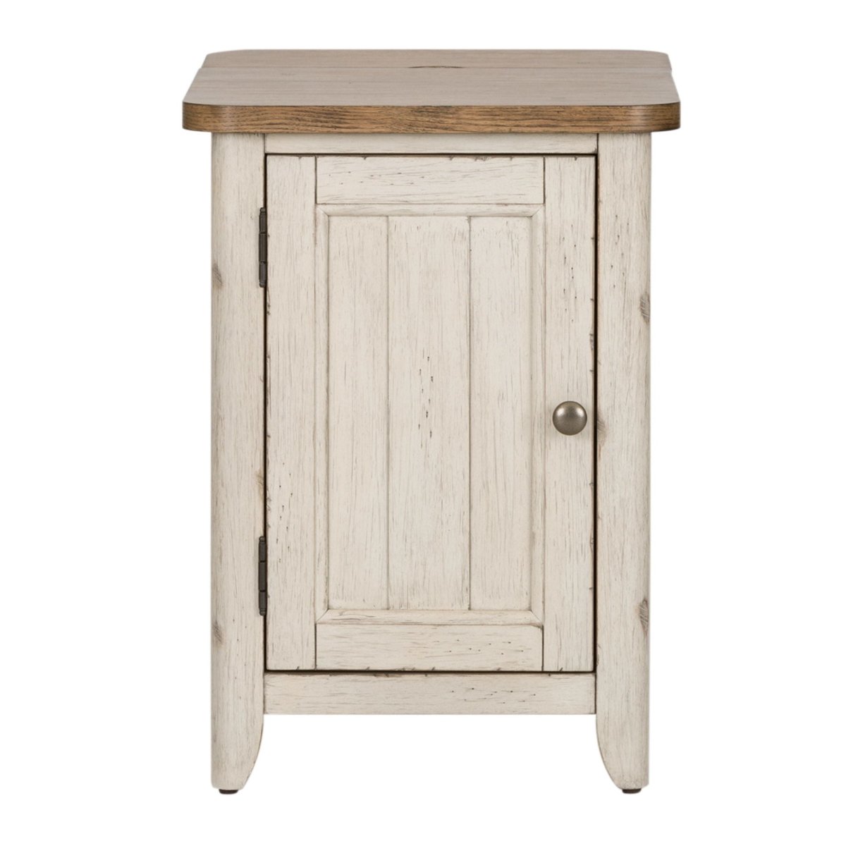 Farmhouse Reimagined - Door Chair Side Table With Charging Station - White Chair Side Tables by Liberty Furniture - Walls Furniture & Mattress