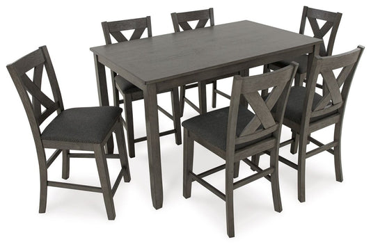 Caitbrook - Rect Drm Counter Table Set (Set of 7) - Gray 7 Piece Dining Room Sets by Signature Design by Ashley® - Walls Furniture & Mattress