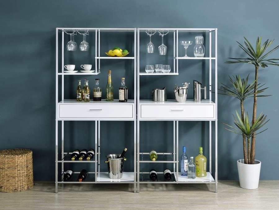 Figueroa - 5 - Shelf Wine Storage Bar Cabinet - White High Gloss Wine Cabinets by Coaster Fine Furniture - Walls Furniture & Mattress