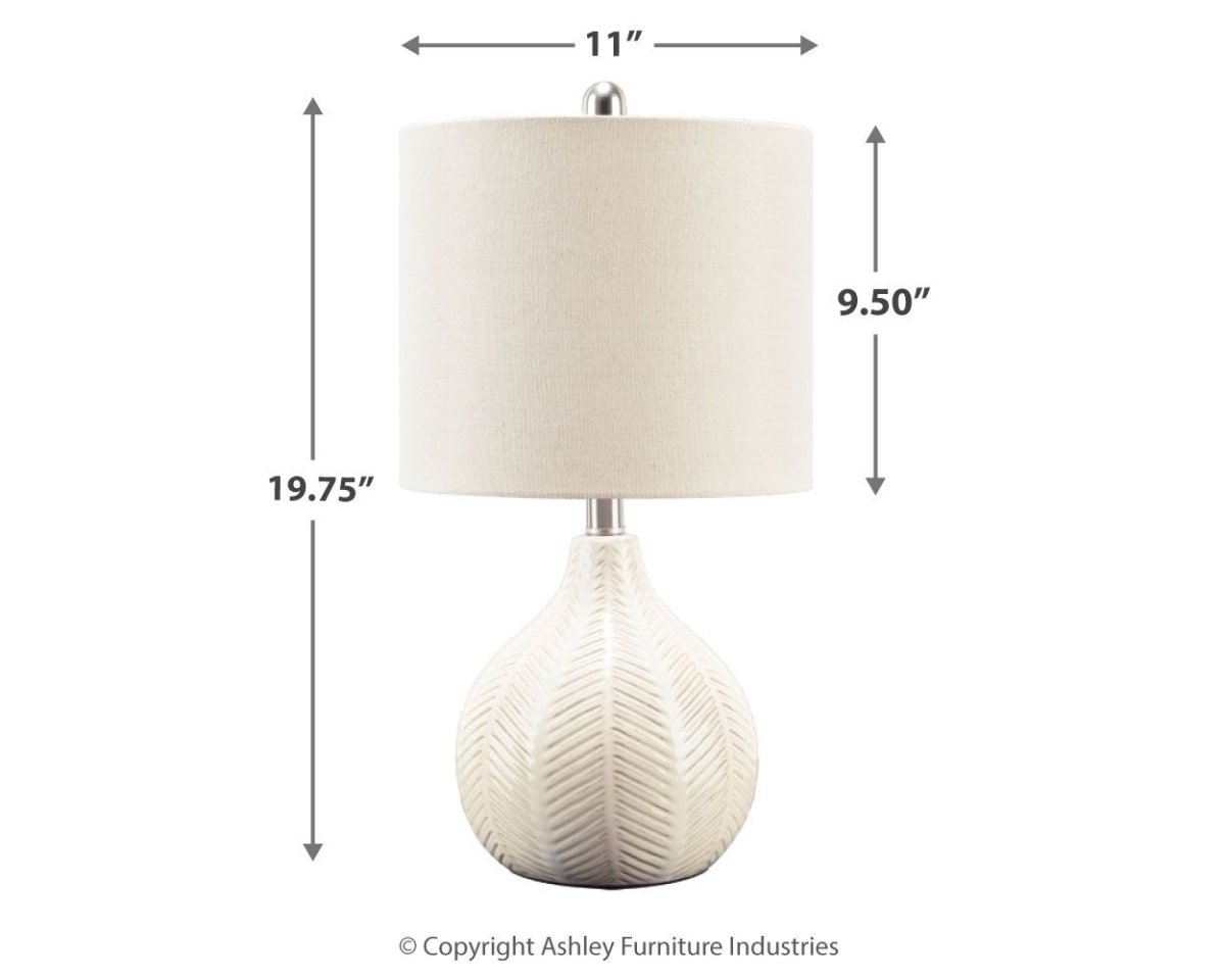 Rainermen - Ceramic Table Lamp - Off White Table Lamps by Signature Design by Ashley® - Walls Furniture & Mattress