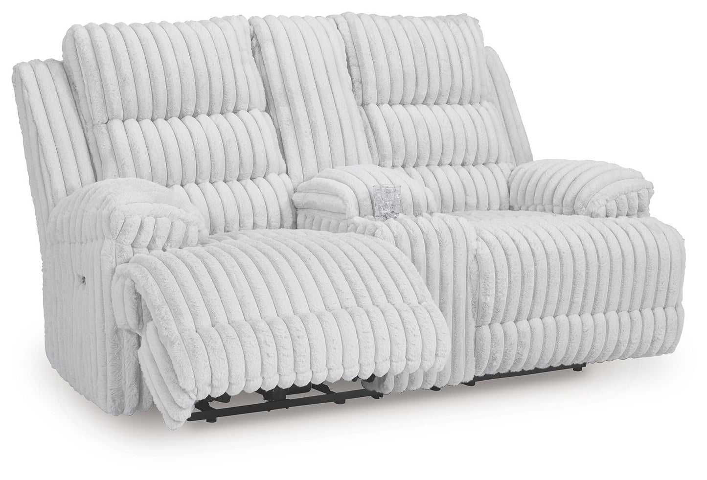 Rhines Falls - Double Reclining Power Loveseat With Console - Alloy Reclining Loveseats by Signature Design by Ashley® - Walls Furniture & Mattress
