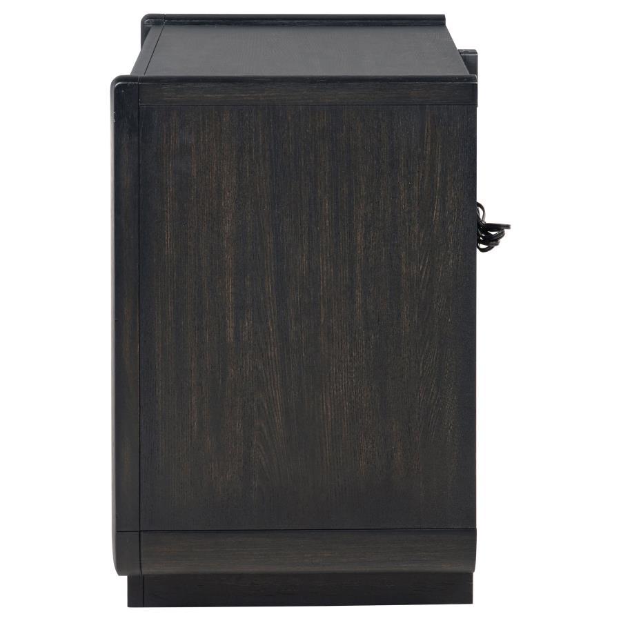 Leandro - 2 - Drawer LED Nightstand With USB - Burnished Black Nightstands w/ Charging Stations by Coaster Fine Furniture - Walls Furniture & Mattress