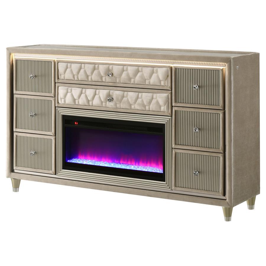 Lorient - 8 - Drawer LED Bedroom Flame Box Dresser Dressers by Coaster Fine Furniture - Walls Furniture & Mattress