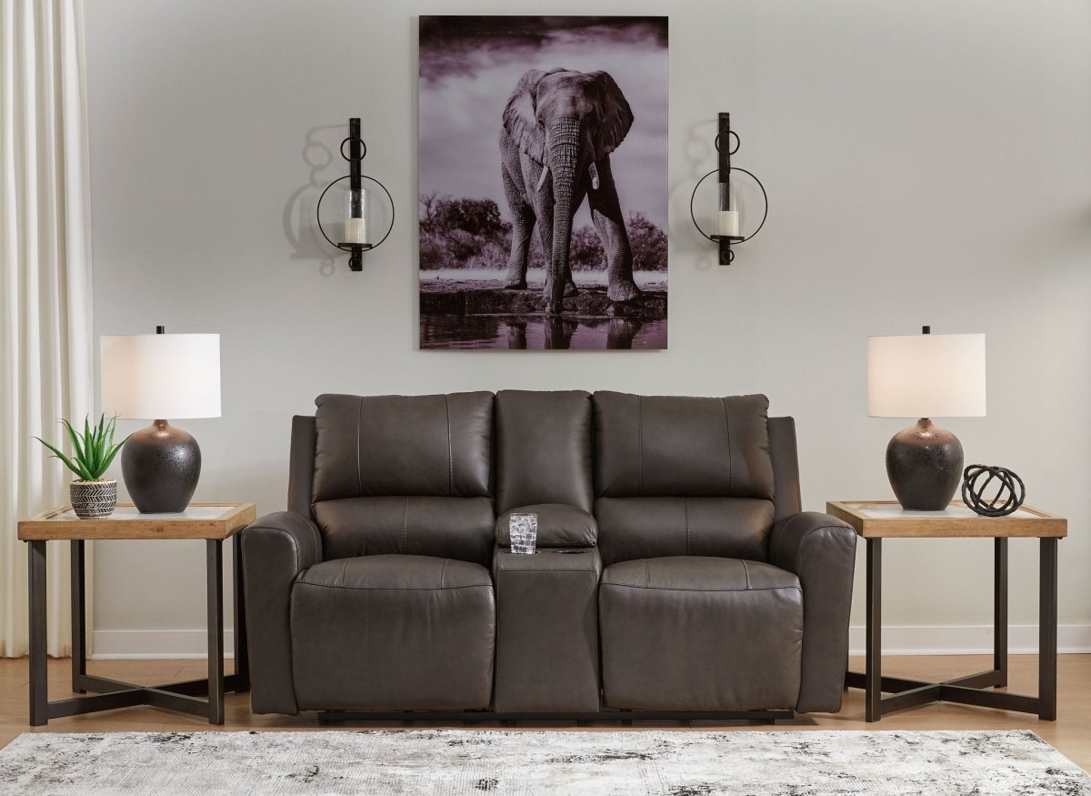 Boxmere - Dbl Power Reclining Loveseat with Console - Storm Reclining Loveseats by Signature Design by Ashley® - Walls Furniture & Mattress