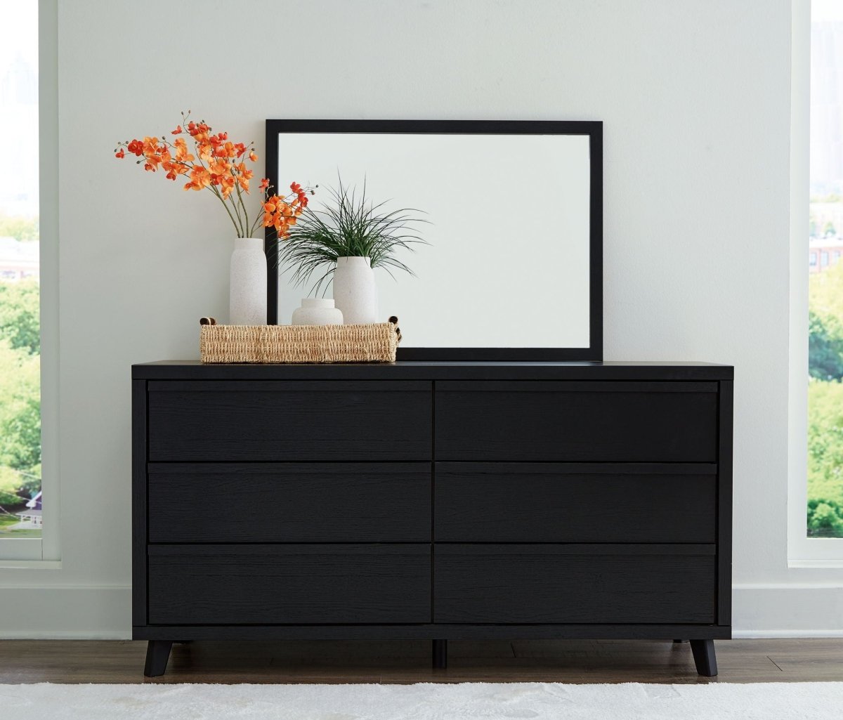 Danziar - Dresser And Mirror - Black Dresser & Mirror by Signature Design by Ashley® - Walls Furniture & Mattress