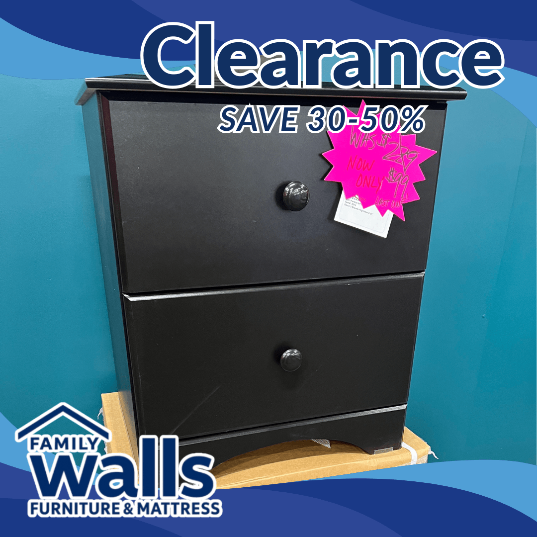 "5212" Black 2 Drawer Nightstand by Walls Furniture & Mattress - Walls Furniture & Mattress