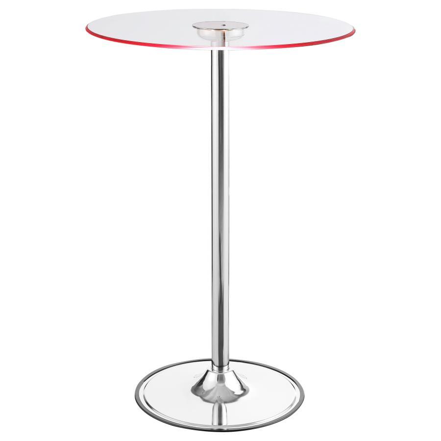 Thea - Round Glass Top LED Bistro Bar Table - Chrome Bar Tables by CoasterEssence - Walls Furniture & Mattress