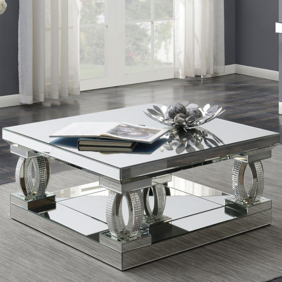 Amalia - Square Mirrored Acrylic Crystal Coffee Table - Silver Coffee Tables by CoasterElevations - Walls Furniture & Mattress