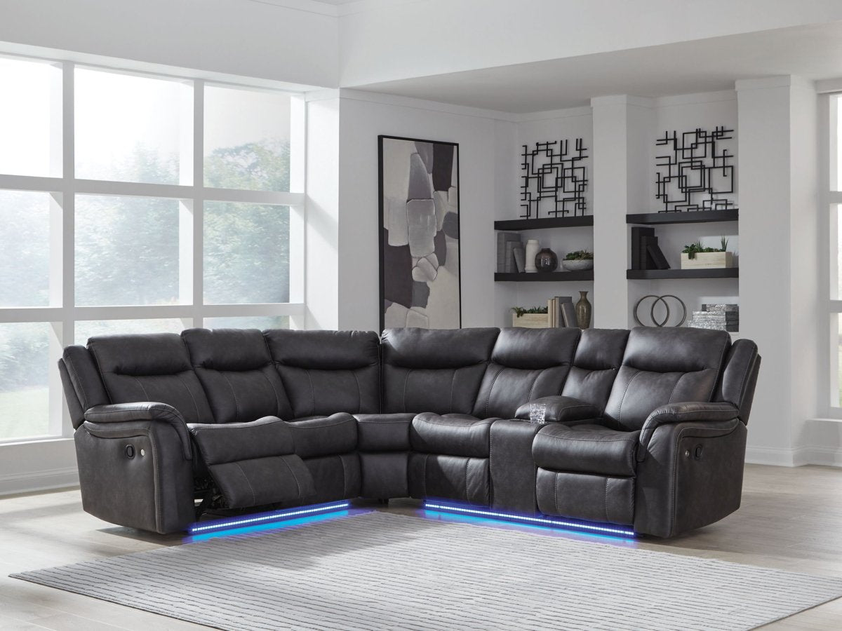 Sultan Meadow - Carbon - 2 - Piece Reclining Sectional Reclining Sectionals by Signature Design by Ashley® - Walls Furniture & Mattress