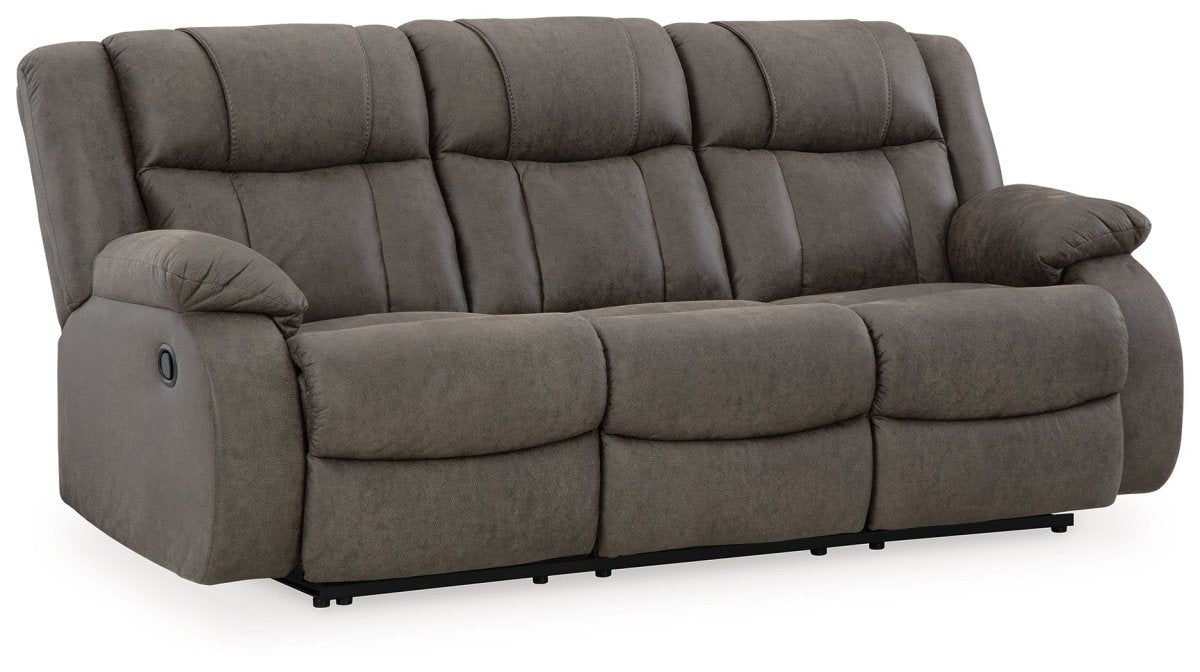 First Base - Reclining Sofa - Gunmetal Reclining Sofas by Signature Design by Ashley® - Walls Furniture & Mattress