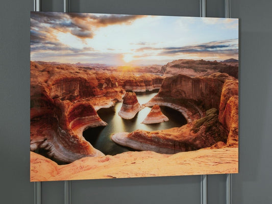 Deemsdon - Wall Art - Blue / Amber Wall Decor by Signature Design by Ashley® - Walls Furniture & Mattress