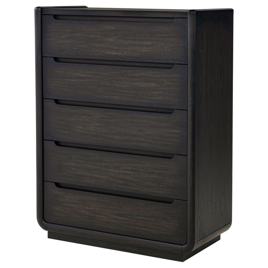 Leandro - 5 - Drawer Bedroom Chest Of Drawers - Burnished Black Accent Chests by Coaster Fine Furniture - Walls Furniture & Mattress