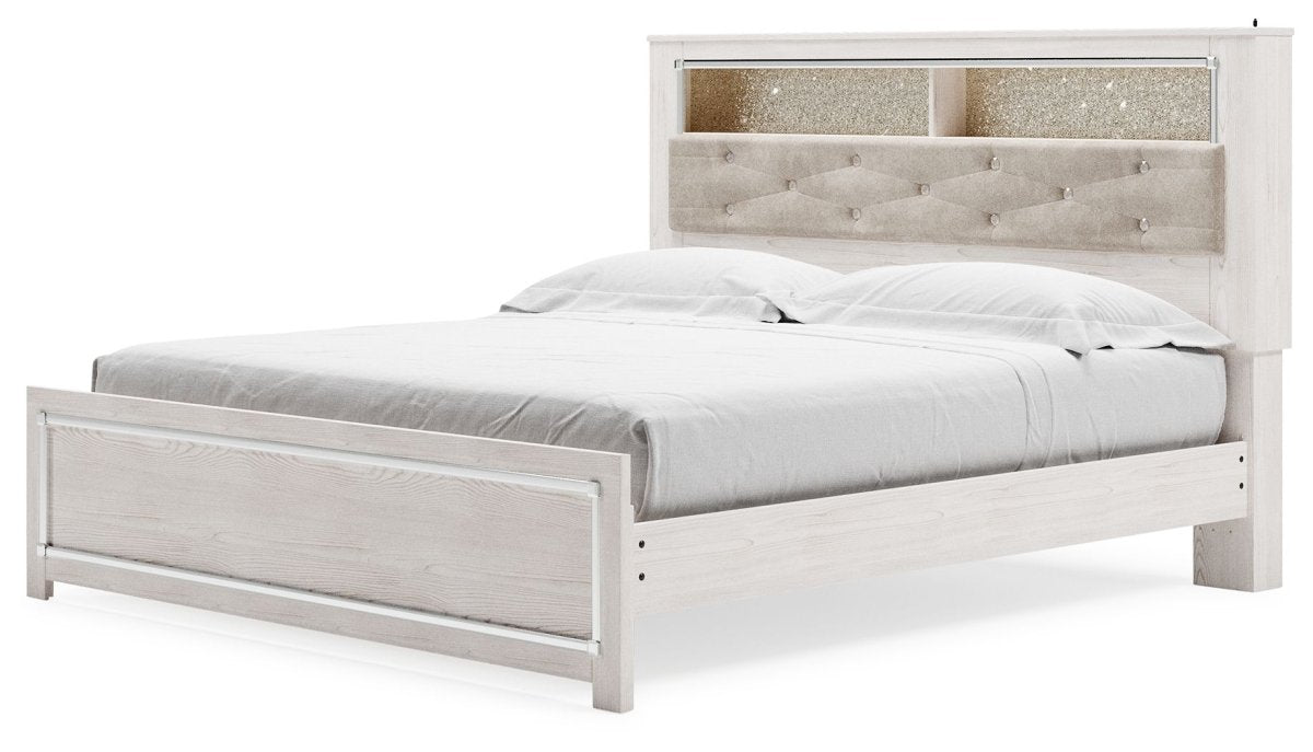 Altyra - King Bookcase Panel Bed - White Storage Beds by Signature Design by Ashley® - Walls Furniture & Mattress