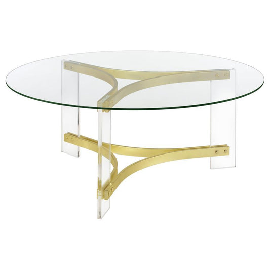 Janessa - Round Glass Top Acrylic Leg Table End Tables by Coaster Fine Furniture - Walls Furniture & Mattress