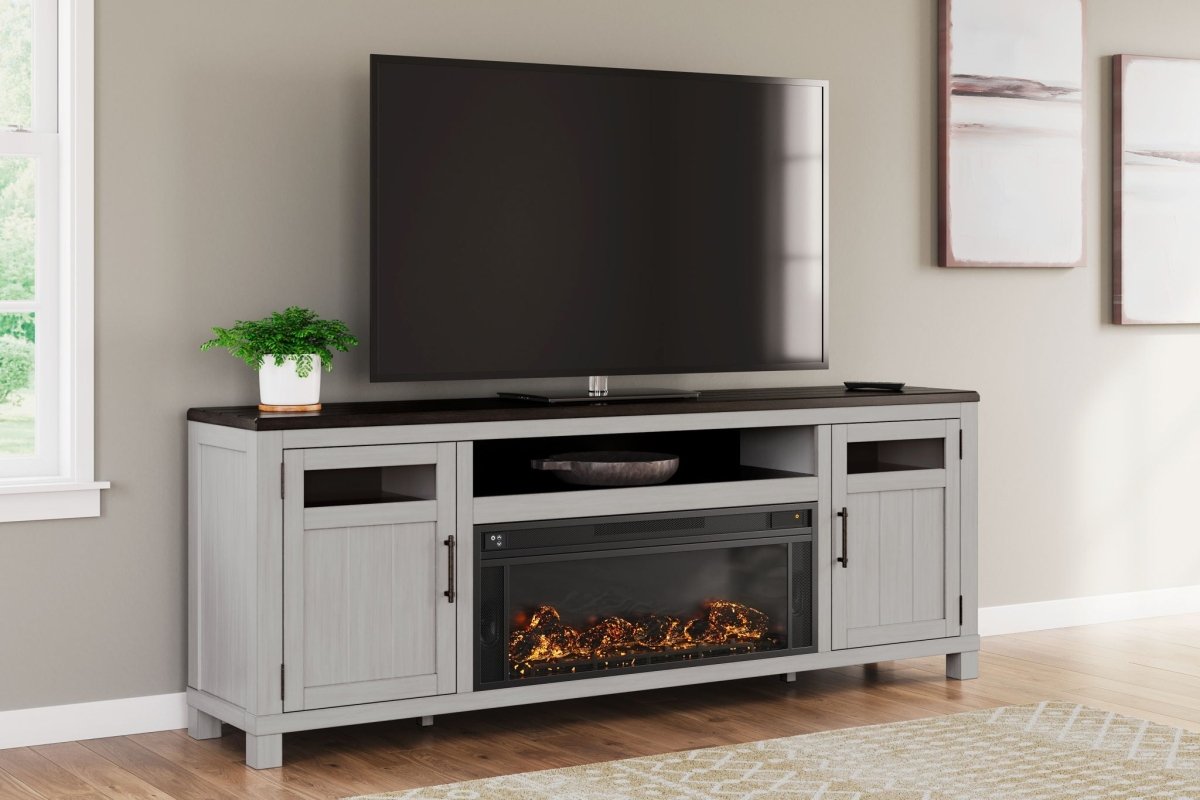 Darborn - 88" TV Stand With Electric Infrared Fireplace Insert - Gray / Brown Fireplace TV Stands by Signature Design by Ashley® - Walls Furniture & Mattress