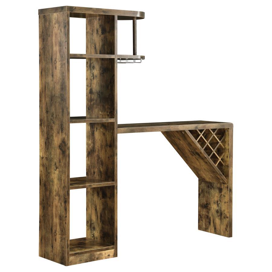 Belvedere - 5 - Shelf Home Bar Table Wine Storage - Rustic Nutmeg Home Bars by CoasterEveryday - Walls Furniture & Mattress