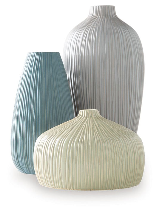 Eiderman - Vase Set (Set of 3) - Gray / Blue / Green Vases & Jars by Signature Design by Ashley® - Walls Furniture & Mattress