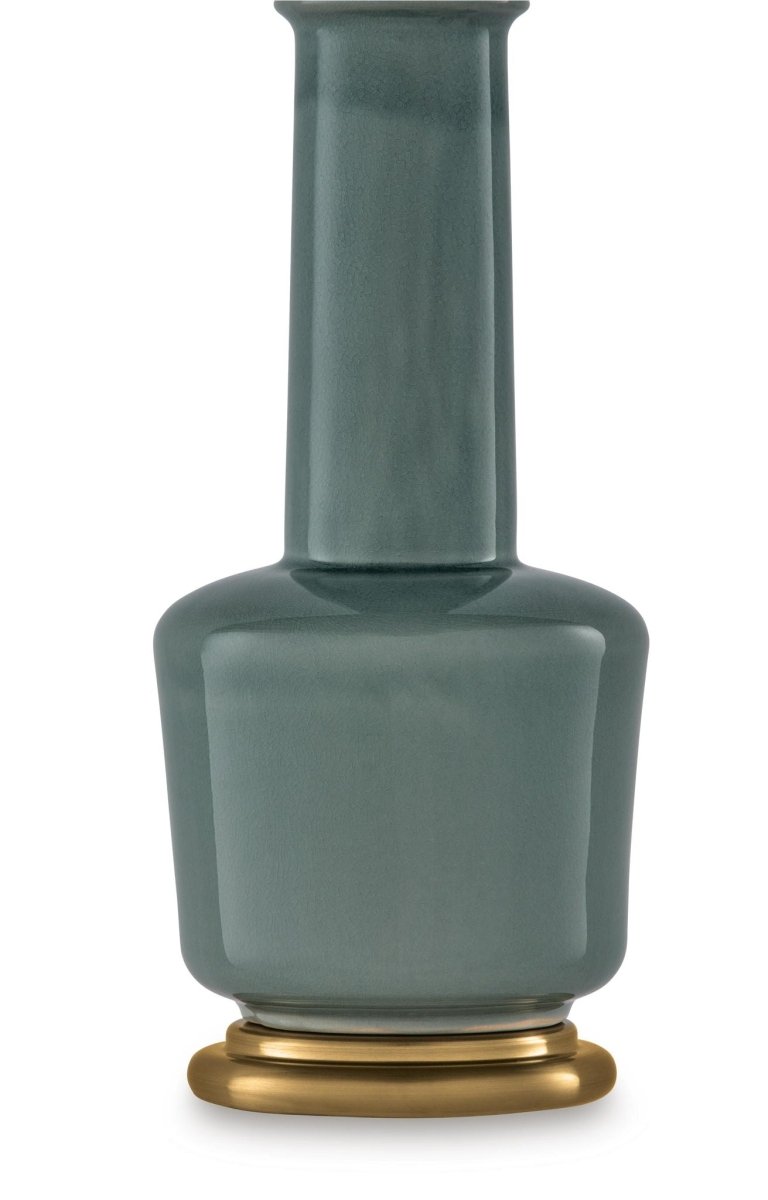 Webbington - Ceramic Table Lamp - Teal / Gold Finish Table Lamps by Signature Design by Ashley® - Walls Furniture & Mattress