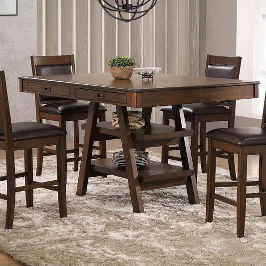 Dewey - Rectangular Counter Height Dining Table - Walnut Counter Tables by CoasterEssence - Walls Furniture & Mattress